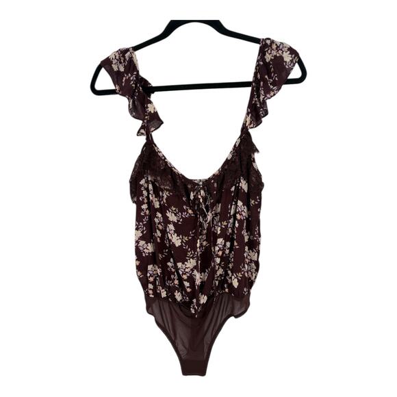 Free People bodysuit Take it away thong brown size X-Small XS - Picture 2 of 7